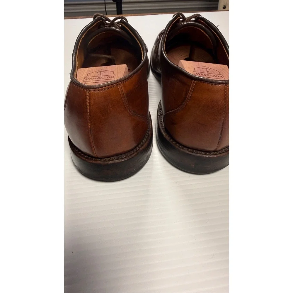 Allen Edmonds Hersey Mens 11.5 B Brown Woven Leather Apron Toe Derby USA
